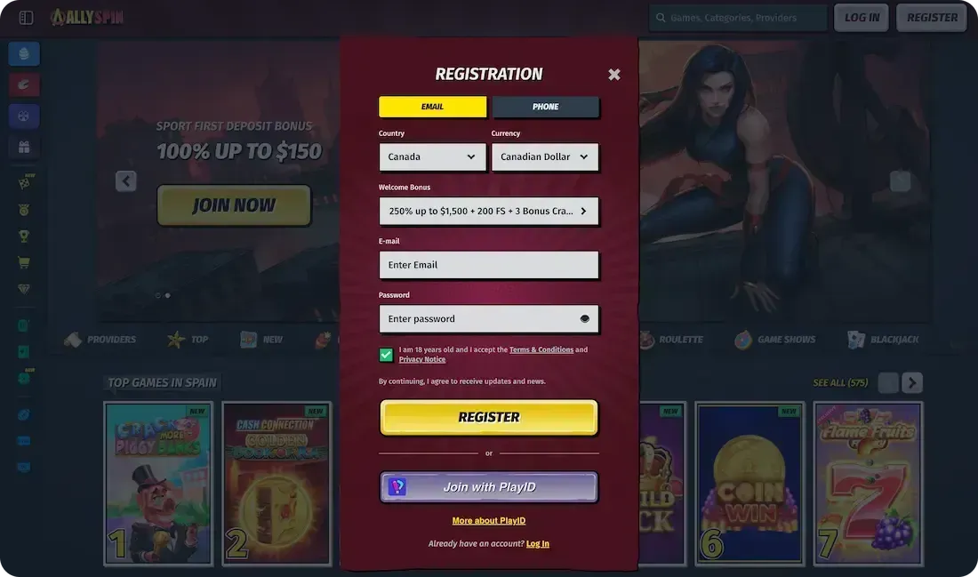 allyspin casino registration